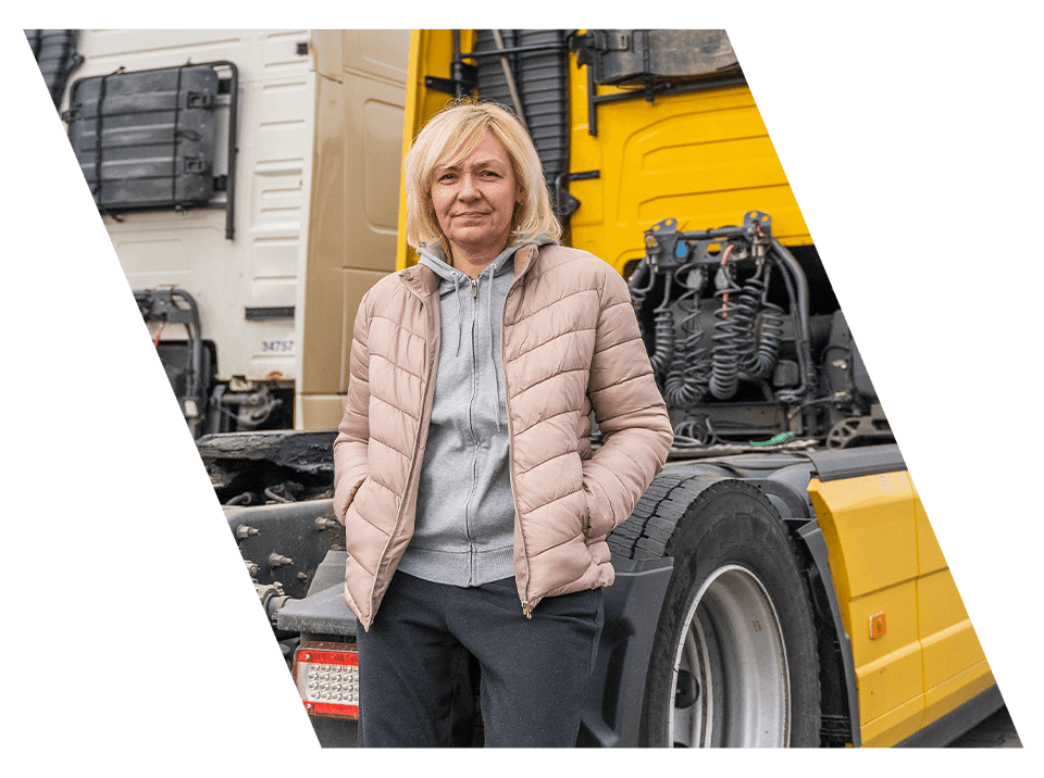 female truck driver after completing fleet training courses in arkansas